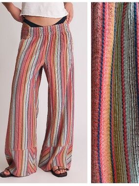 Free People Rainbow Stripe Day's End Pants Large